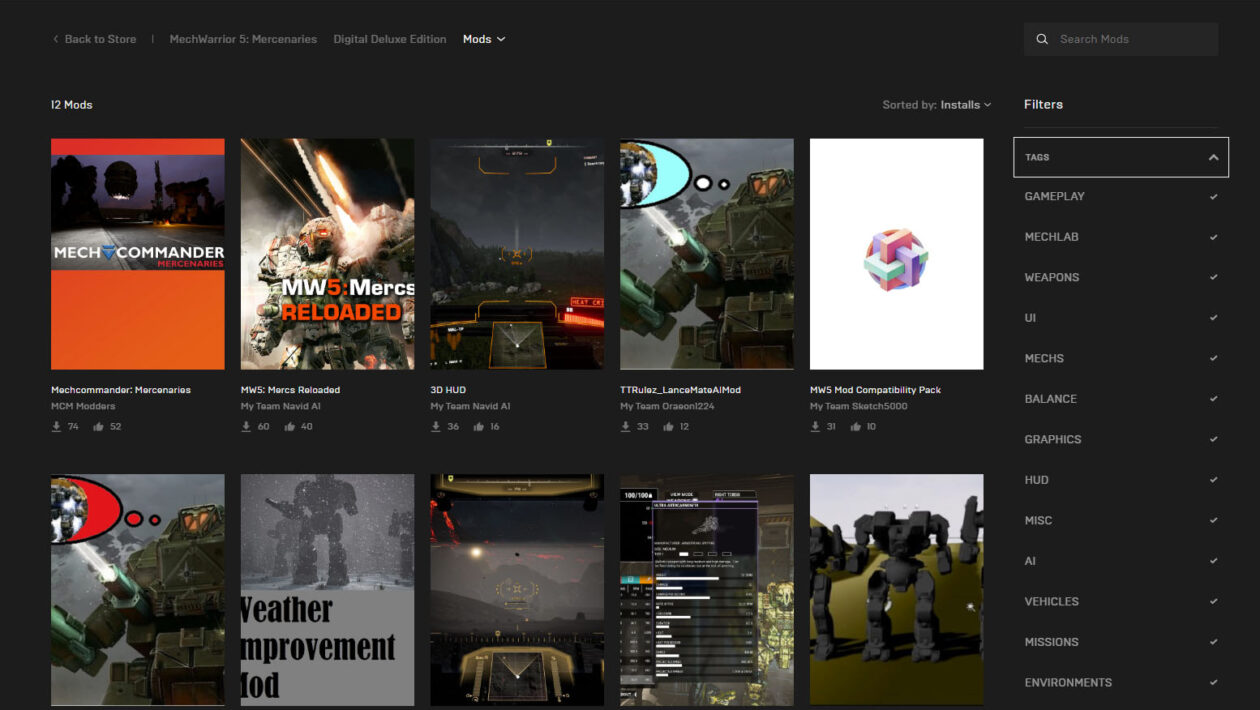 MechWarrior 5: Mercenaries, Piranha Games, Epic Games Store podporuje modifikace i achievementy