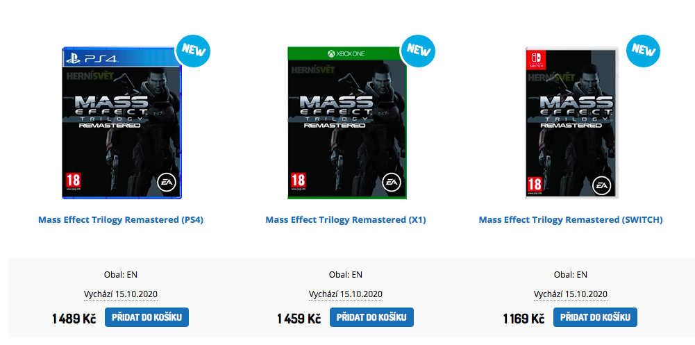 Mass Effect Legendary Edition, Electronic Arts, Vyjde trilogie Mass Effect v polovině října?